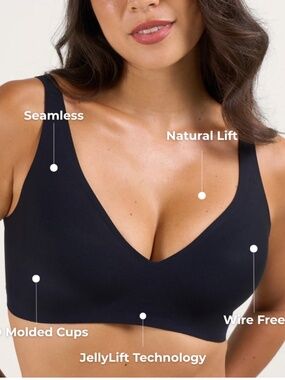 DEEP V PUSH-UP SEAMLESS WIRELESS JELLY BRA NUDE MEDIUM